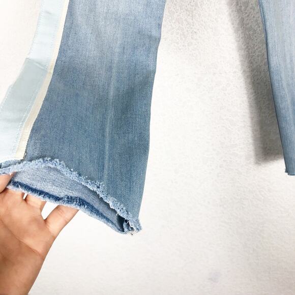 Veronica Beard Carly 11" Kick Flare Jeans Air Size 25 Side Stripe Crop Fray - Picture 11 of 14
